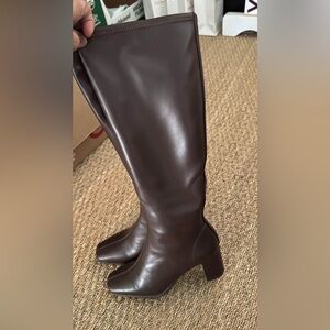AEROSOLES Women's Dark Brown Over-the-Knee Leather Boots
